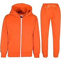 A2Z 4 Kids Plain Tracksuit Hoodie with Joggers Jogging Suit - Plain Tracksuit Orange 11-12