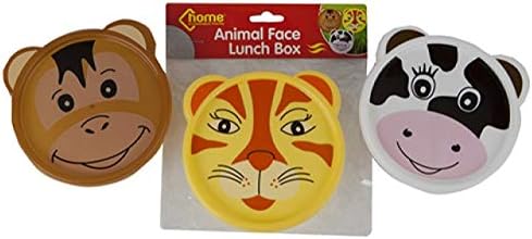 Small Animal Face Lunchbox, Hard Plastic Sandwich Box with Tiger, Monkey, or Cow by homestreet
