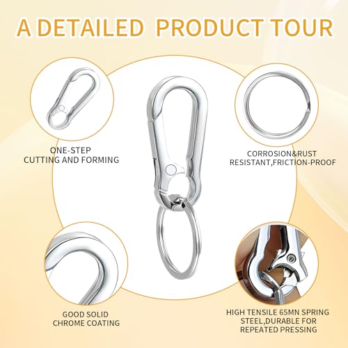 4 Pack Keychain, Metal Key Chain, Sturdy Key Ring, Key Rings Key Organizer Keychain Clip Key Chains for Men Women2