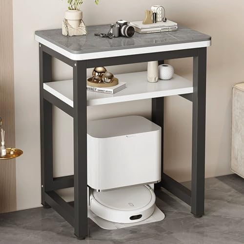 Sweeping Robot Stand Rack - Floor-Standing Storage Cabinet for Robot Vacuum & Fish Tank, Single/Double Cleaner Shelf for Home & Kitchen, 100cm/39.3in, White A