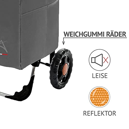 Einkaufstrolley XL Himy Einkaufsroller in grau mit 78L - Trolli Handwagen mit leisen Gummi Rädern bis 50kg inkl… – Bild 6