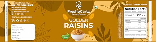 Image of FreshoCartz Premium Golden Raisins | Dried Grapes | Daakha | Daakh | Golden Kismis | Golden Dakh | Healthy Dry Fruit - Jar Pack (500g (Pack of 1))