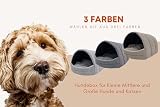 ODOLPLUSZ Hundehütte Hundehöhle Exklusives Haus Hund oder Katze | 2 Größen Komfortabel und Waschbar (Graphit aus Cord, S)