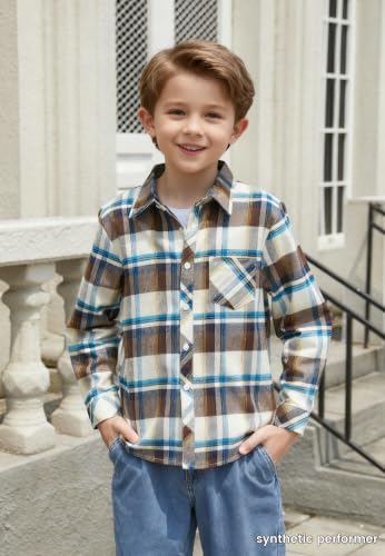 Image of Betusline Boy and Men Button Down Plaid Shirt | Soft,Breathable and Comfortable Fabric