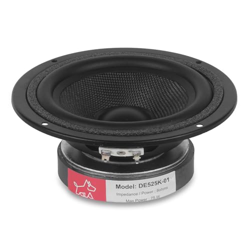 Image of 5.25 Inch Midbass Woofer - 8 Ohms 75 Watts Kevlar Cone Single Magnetic HiFi Driver Speakers for High-End Bookshelf, Center Channels & DIY Projects (2 Pcs)