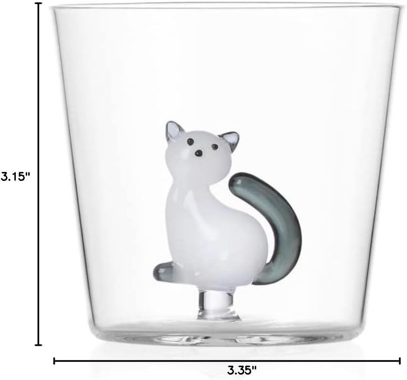 ICHENDORF 0935209007-CN Tumbler, Cat, White Cat with Smoke Tail