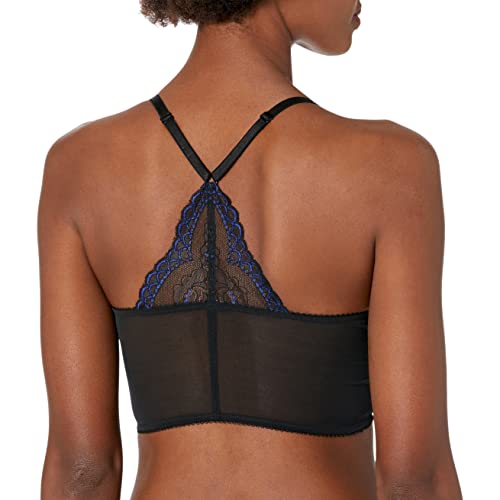 Gossard Women's Superboost Lace Deep V Bra, Blue (Black-Electric Blue), 30F #TOP2