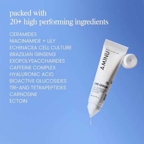 Image of Aminu Eye Serum - Peptide, Caffeine, HA + 15 Actives for Dark Circles, Puffiness, Wrinkles, Fine Lines