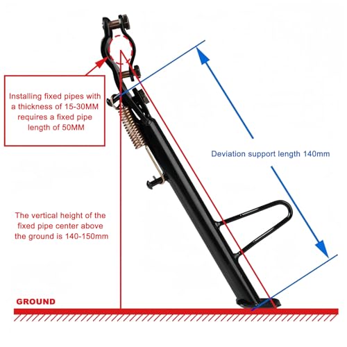 Image of Mokuo Dirt Bike Stand,Motorcycle Kickstand, Scooter Mopeds Side Stand Come with Mounting Bracket in Iron Material Compatible with Most Scooter Mopeds Mini Bike,Height of 12cm Above Ground