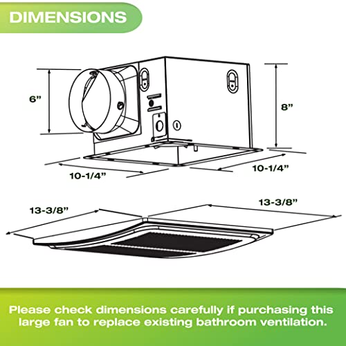 Image of Homewerks 7136-02HW Bathroom Humidity Sensor Powerful Exhaust Ventilation Fan 140 CFM Whisper Quiet 1.0 Sone Energy Star