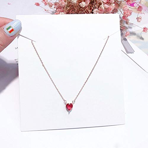 KaFu Tiny Heart Necklace Sterling Silver Delicate Love Heart Collar Necklace Dainty Collarbone Necklace Crystal Peach Heart Necklace Pendant4