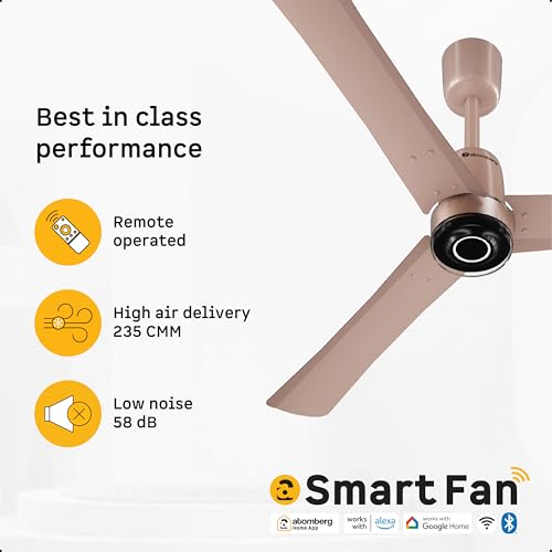 Image of atomberg Renesa Elite Smart 1200mm BLDC Ceiling Fan with Remote & Alexa Support | BEE 5 Star Energy Saving Fan | High Air Delivery | Moonbeam LED Light | Smart Fan | 5 Year Warranty | Rose Gold
