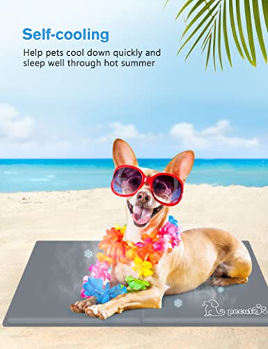 pecute Kühlmatte Hunde Katzen(30 * 40cm), Kuhlmatte für Hund und Katze mit Ungiftiges Gel,Selbstkühlende Kissen, Kühl Hundedecke, Kaltgelpad für Katzen und Hunde, Grau,XS