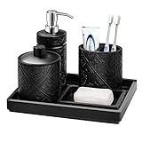 【Ámbito de Aplicación】- El tamaño perfecto y la apariencia elegante y lujosa, muy adecuado para decorar el hogar y mejorar la calidad de vida. No solo apto para uso doméstico, sino también muy adecuado para hoteles y resorts. Este kit de accesorios de baño también es un regalo exquisito para su familia, amigos, colegas en cumpleaños, inauguración y decoración del hogar.