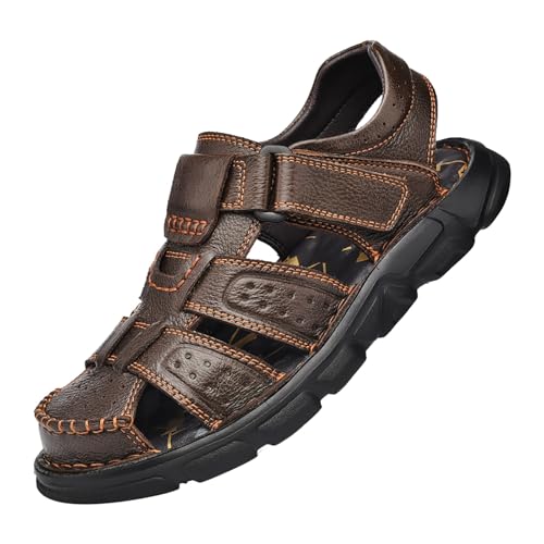 Sandalias de punta cerrada para hombre, sandalias de senderismo con correa ajustable, zapatos para caminar, sandalias huecas transpirables, antideslizantes, sandalias de senderismo, cómodas zapatos