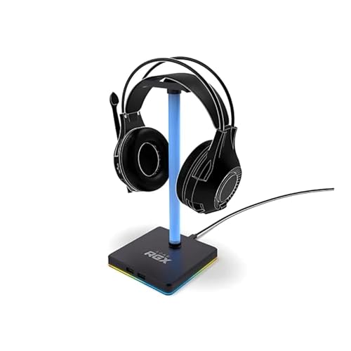 Generic - Headphone Stand with 2 USB Power Ports and Color Changing LED Lighting, Charge 2 Mobile Devices, Smartphones, Tablets Simultaneously