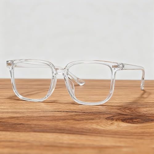 Image of Clear Blue Light Glasses for Women and Men, Fashionable Square Frame Glasses with Anti Glare Protection