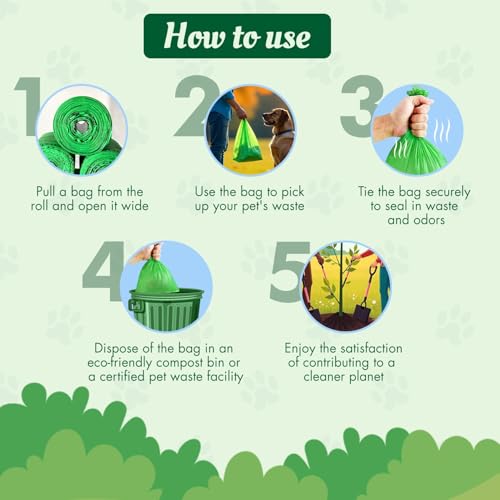 Image of Compostable Dog Poop Bags, 90 Count (6 Rolls) | Leak-Proof, Extra Thick, Biodegradable Waste Bags | Eco-Friendly Pet Cleanup | Potty Picker Bags for Dogs |(Green /Red)