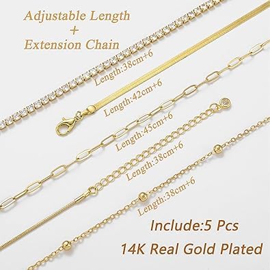 iF YOU 6 Pcs Gold Chokers Necklace Set for Women, 14k Gold Plated CZ Pendant Necklace, Trendy Dainty Snake Chain Layered Necklaces for Jewelry Gifts4