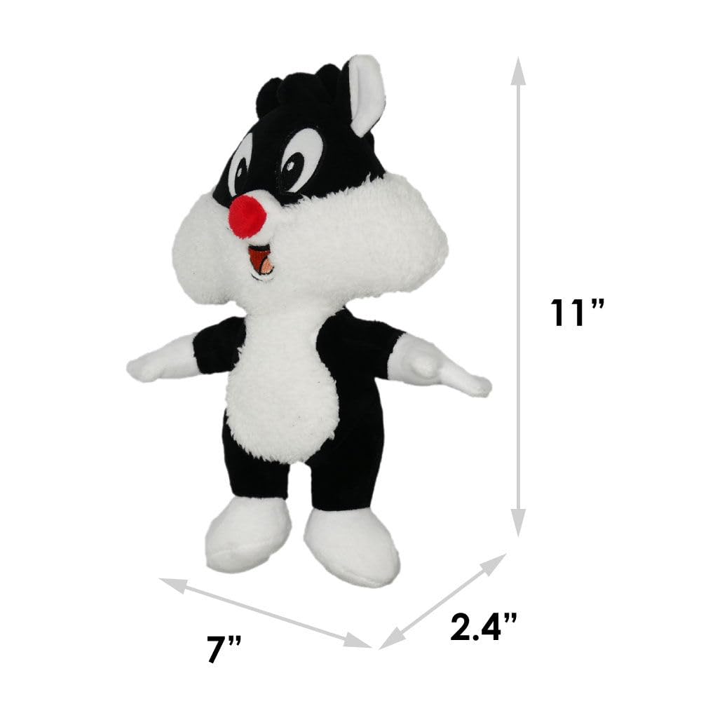 Buckle-Down Zabawka dla psa, zwariowane melodie, pluszowy piszczący Sylvester Kot na całe ciało