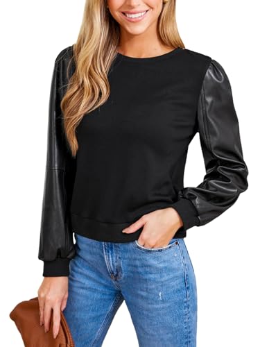CUPSHE Womens Top Faux Leather Long Sleeve Mock Neck...