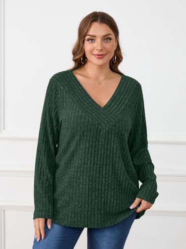 Image of BELAROI Womens Plus Size Sweaters V Neck Fall Tunic Top Pullover Shirts