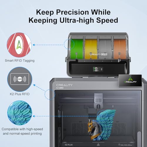 Image of Creality RFID Hyper PLA Filament 1.75mm, Yellow Green Red Blue | 4KG 3D Printer Filament, High Speed 30-600mm /s, PLA Filament Support CFS, Fits for K2 Plus Combo and Most 3D Printers