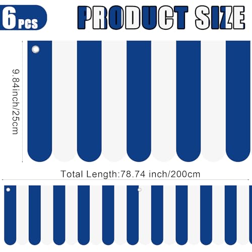 Image of Preboun Carnival Awning Decorations Tent Circus Hanging Decorations Carnival Banner Concession Stand Sign Canopy Awning for Pirate Summer Party, 9.84''x78.74'' (Navy Blue and White,6 Pcs)