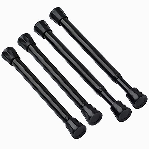 TYRON Small Tension Curtain Rod Adjustable 7 to 10.5 Inch, Short Mini Window Spring Curtain Rod, Suitable for kitchen, Front Door, Shelf Dividers (Black, 4 Pack)
