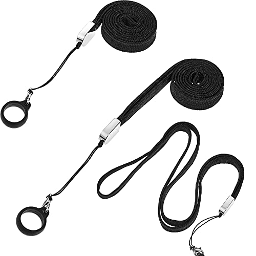 3 Anti-Lost Necklace Lanyard with Anti-Lost Silicone Rubber Ring, Silicone Rubber Pen Lanyard Holder Pen Pendant Holder for Home, Office, Outdoor (Black)
