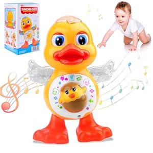 Tanzendes Entenspielzeug mit Musik und Lichtern, Ente Spielzeug, Spielzeug Entes, Ente Musik Kinderspielzeug, Krabbelspielzeug Baby, Tummy Time Toys für 1 2 3 Jahre Kinder,Babyspielzeug ab 6 monate
