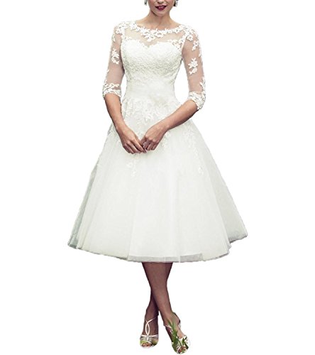 Nuojia Robe de mariée courte en tulle et dentelle Ivoire et blanc - Ecru - 34 Cover