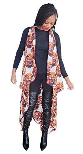 Dupsie's Lion African Print Fashion Shawl wrap with Armholes Light-weight with Belt