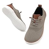 CFVKPT Mens Barefoot Dress Shoes Wide Toe Box Zero Drop Oxfords Shoes Business Casual Sneakers Size 6.5-13.5(Khaki,44)