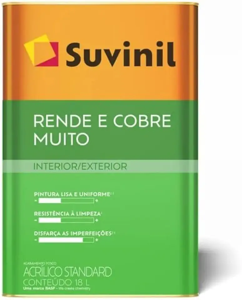 Tinta Suvinil Rende e Cobre Muito Fosca para Ambientes Internos e Externos Flor de Anis 18L– Alta Cobertura e Ótimo Rendimento
