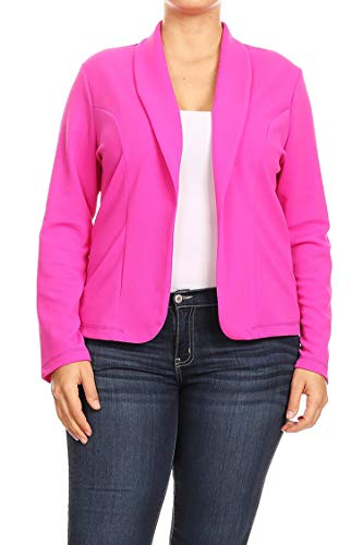 Women's Plus Size Long Sleeves Casual Basic Office Work Solid Blazer Jacket Made in USA - Main Image