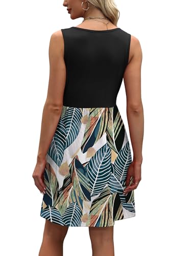 Image of WIHOLL Women's Summer Dress 2026 A-Line Sleeveless Casual Sundress with Pockets Floral /Solid