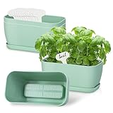 Oliz 6 Set Window Herb Planter Box Rectangular, Green Plastic Planters with Multiple...