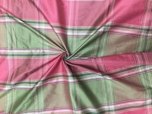 Tissu Dupioni pure soie rose vert anti-plisse rigide pour coudre sans glisser DUPC124
