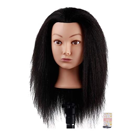 Kalyx Cosmetology Afro Mannequin Head with Hair for Braiding Cornrow or Practice Sew in on Hair Doll Head Manikins Hair Training Head