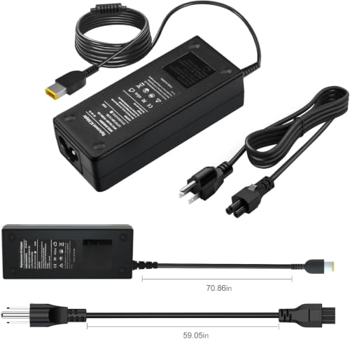 Image of 135W Power Cord for Lenovo ThinkPad Docking Station Yellow Tip | Stop dock blackouts! 135W pure power drives dual screens flawlessly. NOT a USB-C plug. Exact Yellow Square Tip ONLY.