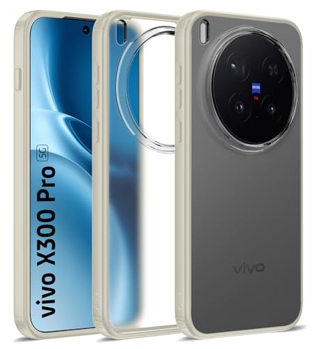 Image of Golden Sand for Vivo X300 Pro 5G - Rugged Frosted Semi Transparent PC Shock Proof Slim Back Case for Vivo X300 Pro, Dune Cream