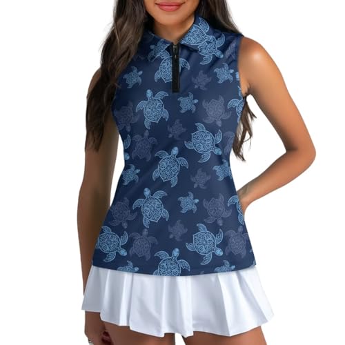 La mejor comparación de Ropa de Golf para Mujer los 5 más buscados. 45 NRBEAWD - playera tipo polo de golf para mujer, ligera, absorbe la humedad, sin mangas, de secado rápido, con cierre, azul, (Turtle Blue), Large