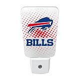 Party Animal NFL Team LED Night Light, with Auto Sensor and 3 Light Settings, Slim 5-Inch Design fits Standard Outlets, Buffalo Bills