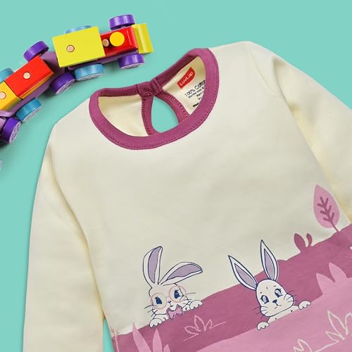 Image of LuvLap Baby Girls 100% Cotton Full Sleeve Top & Pyjama Sets, Pack Of 02