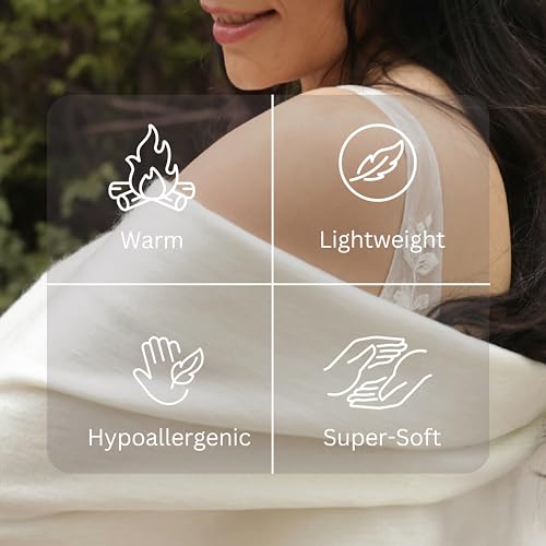 LATITUDE ZERO Ultra-Soft Alpaca Wool Blend Shawl, White Wedding Pashmina4