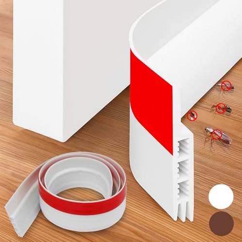 GAEVAZ® Burlete Puerta Entrada Autoadhesivo contra el Frío, Polvo, Insectos y Ruido | Burlete Bajo Puerta Fácil de Instalar (1, Blanco)