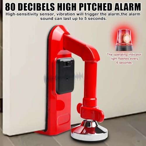 Türstopper Alarm, Door Jammer, Tragbare Türverriegelung Einbruchschutz Sicherheitsgerät für Zuhause, Hotel Reisen und persönlichen Schutz Einstellbares Türstopper mit Alarm 80db (Rot)