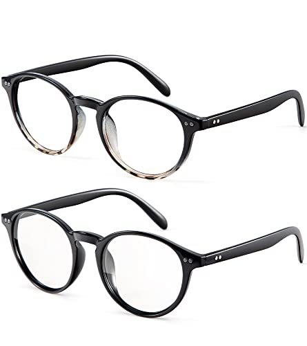 Image of Womens Round Blue Light Blocking Glasses Anti Eye Strain Glasses Clear Lens Computer Eyeglasses with Filter UV Light