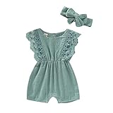 Entzückende Rüschen und Spitzebabyspielanzug, modernes Design, geeignete Abnutzung im Frühjahr und Sommer, passt für Baby 0-24 Monate